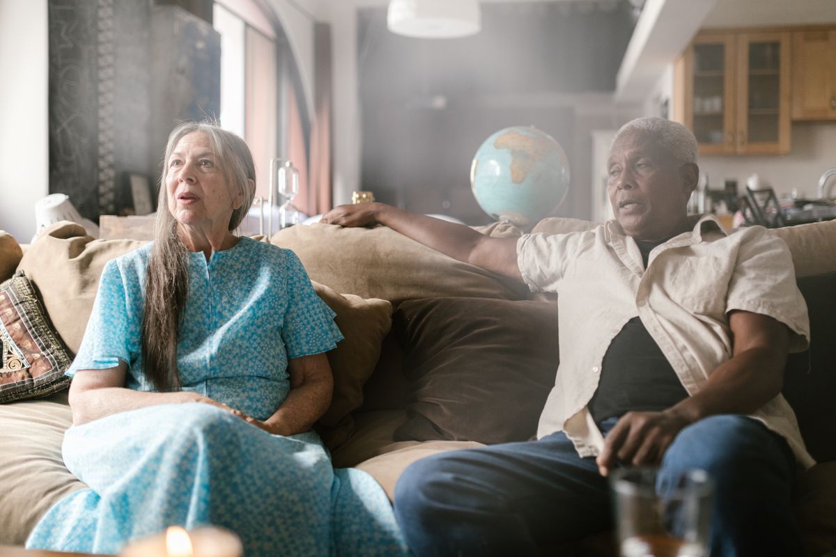 Couple relaxing at home